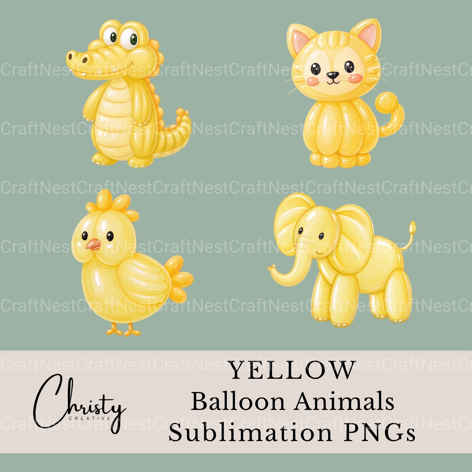 Balloon Animals Yellow Clipart Bundle