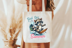 Feral Girl Summer Raccoon Surfboard Clipart Bundle - CraftNest - Digital Crafting and Art