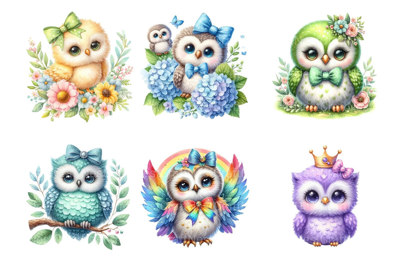 Cute Baby Owl Clipart Bundle - CraftNest - Digital Crafting and Art