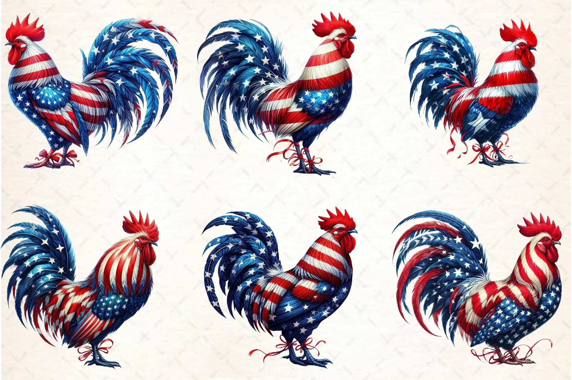 Patriotic Rooster Clipart Bundle 4 - CraftNest - Digital Crafting and Art