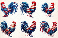 Patriotic Rooster Clipart Bundle 4 - CraftNest - Digital Crafting and Art