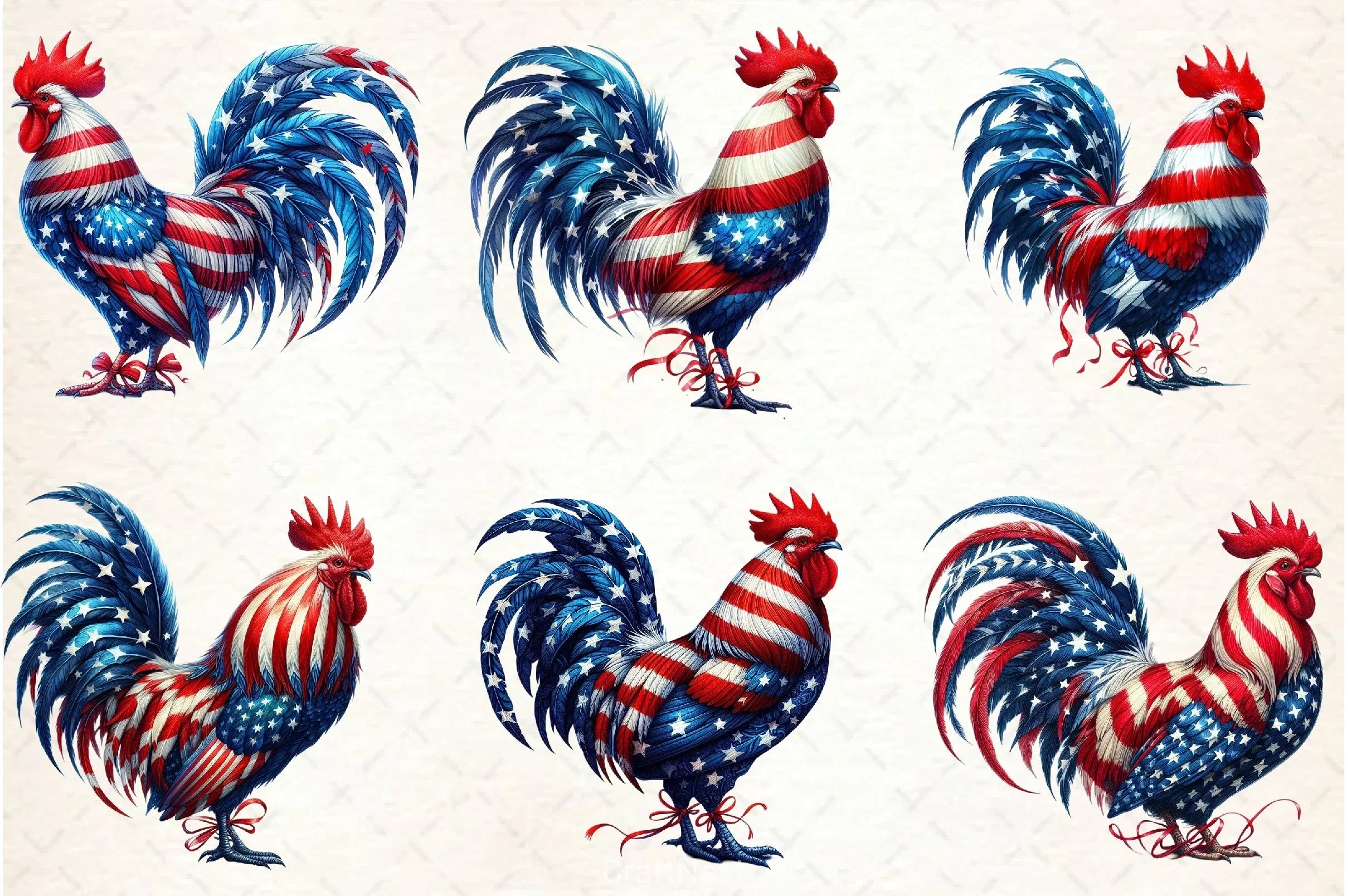 Patriotic Rooster Clipart Bundle 4 - CraftNest - Digital Crafting and Art