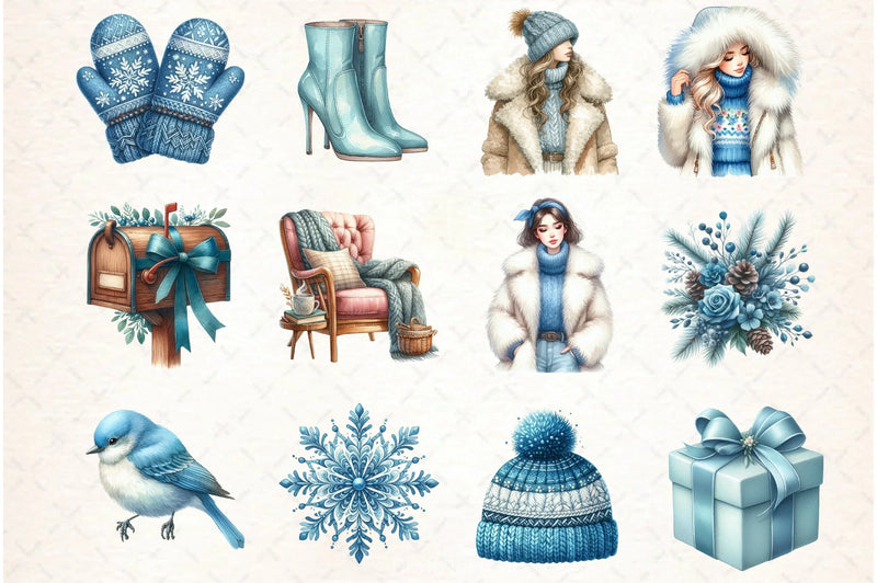 Blue Christmas Clipart Bundle 10 - CraftNest - Digital Crafting and Art