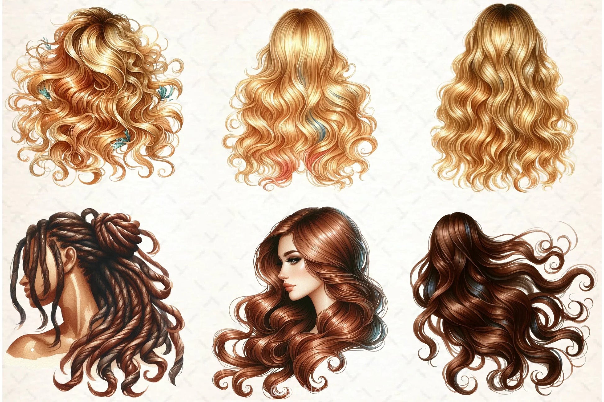 Long Natural Hair Clipart Bundle - CraftNest - Digital Crafting and Art