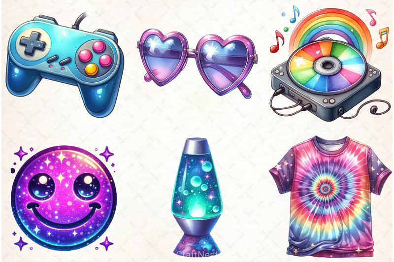 Nostalgic 90s Retro Clipart Bundle - CraftNest - Digital Crafting and Art