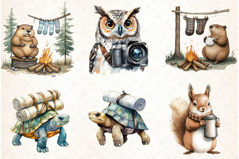 Camping Adventure Animals Clipart Bundle - CraftNest - Digital Crafting and Art