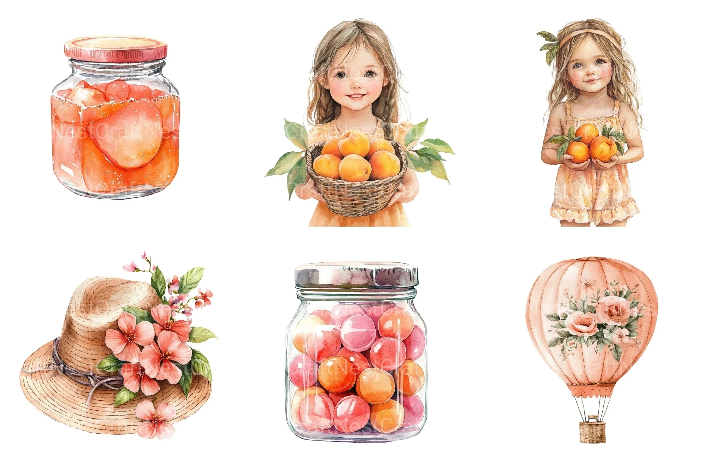 Cute Peaches Garden Fruit Clipart Bundle 2 - CraftNest - Digital Crafting and Art