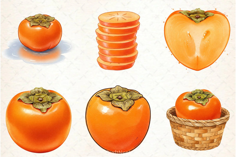 Persimmon Fruit Clipart Bundle 5 - CraftNest - Digital Crafting and Art