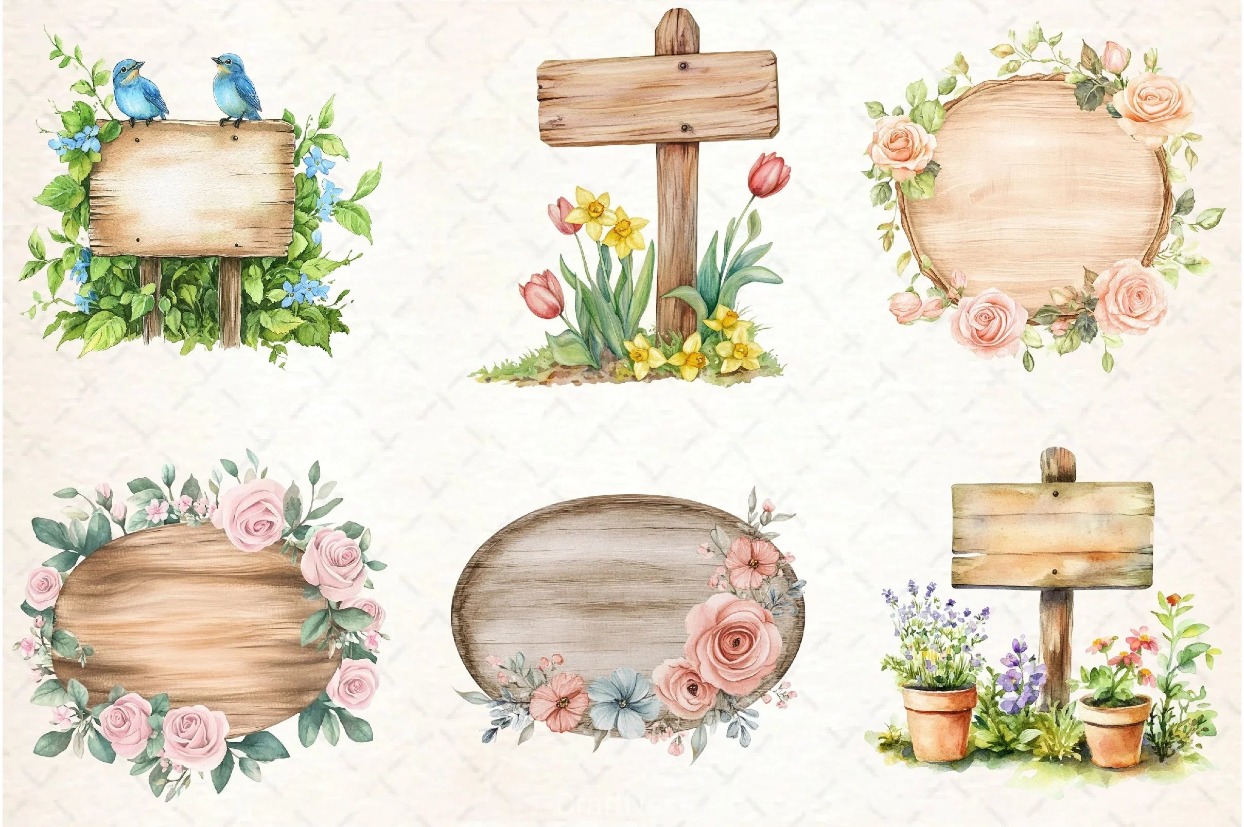 Spring Sign Board Clipart Bundle - CraftNest - Digital Crafting and Art