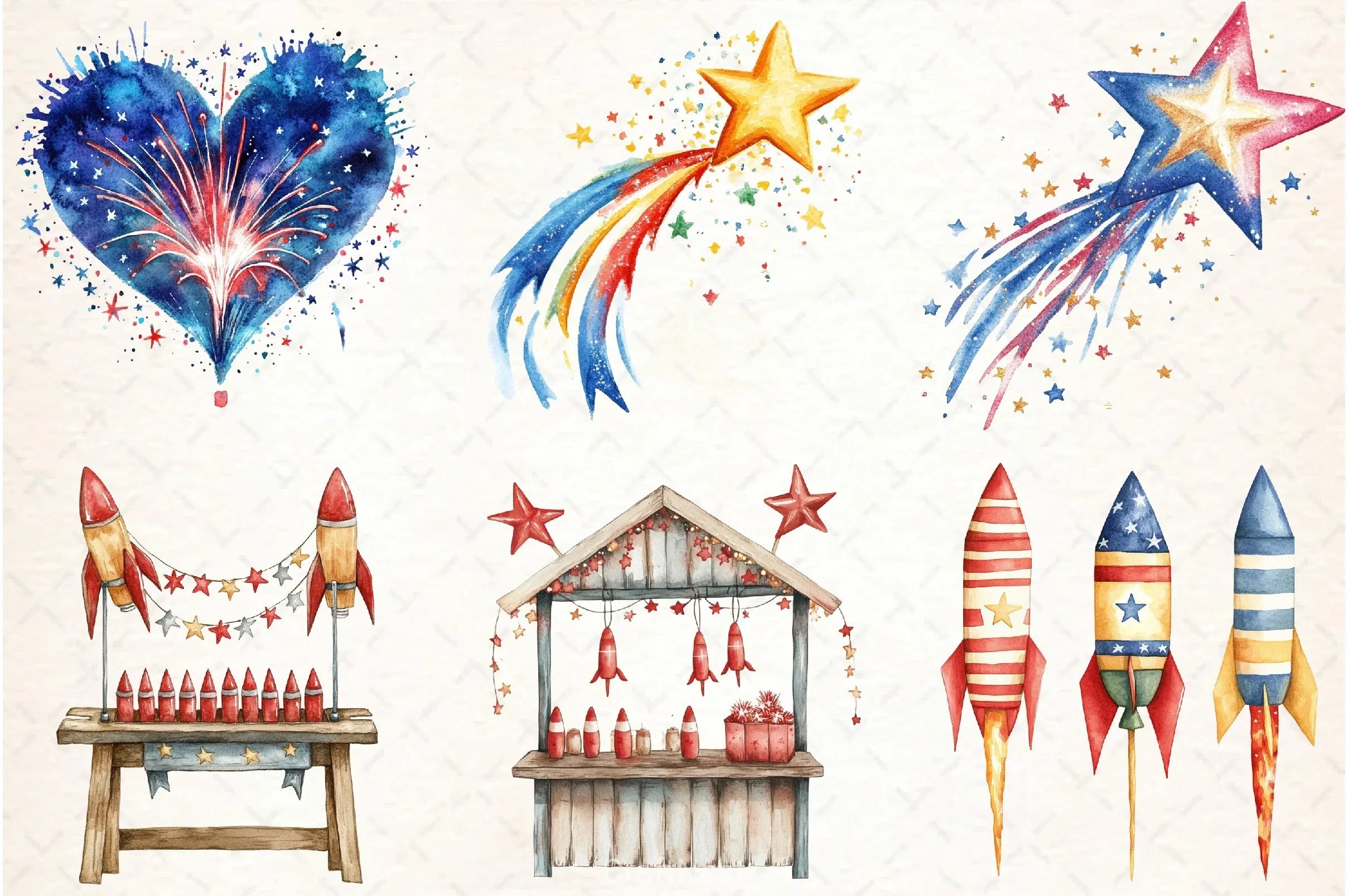 4th of July Fireworks Clipart Bundle 3 - CraftNest - Digital Crafting and Art