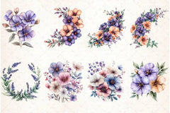 Purple Flowers Clipart Bundle - CraftNest - Digital Crafting and Art