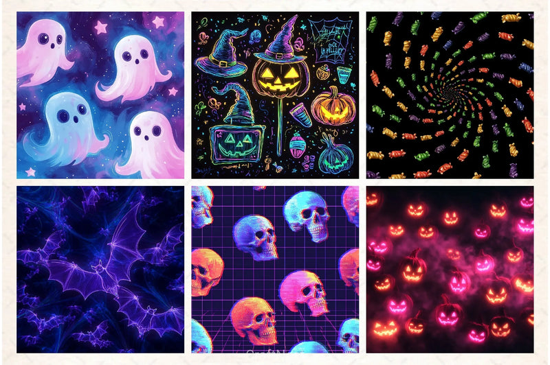 Neon Halloween Digital Paper - CraftNest - Digital Crafting and Art