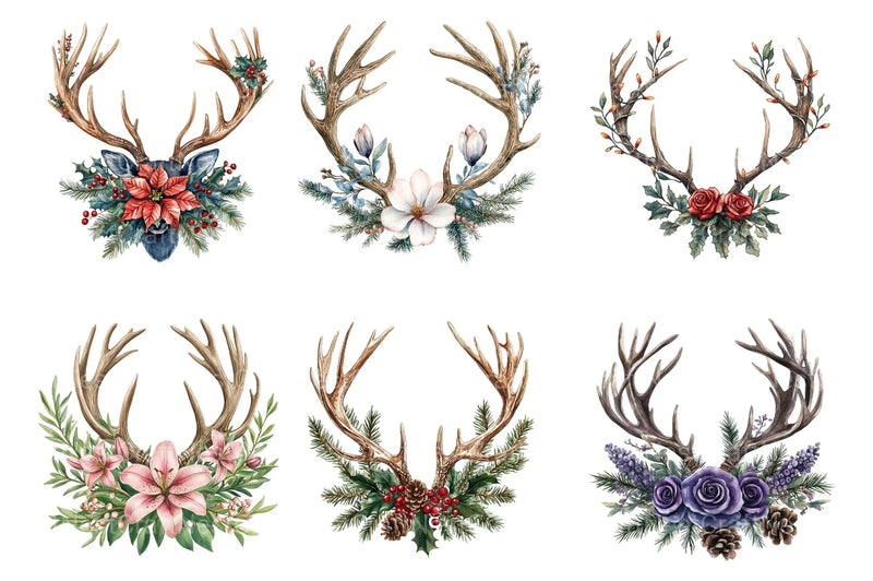 Christmas Antlers Clipart Bundle - CraftNest - Digital Crafting and Art