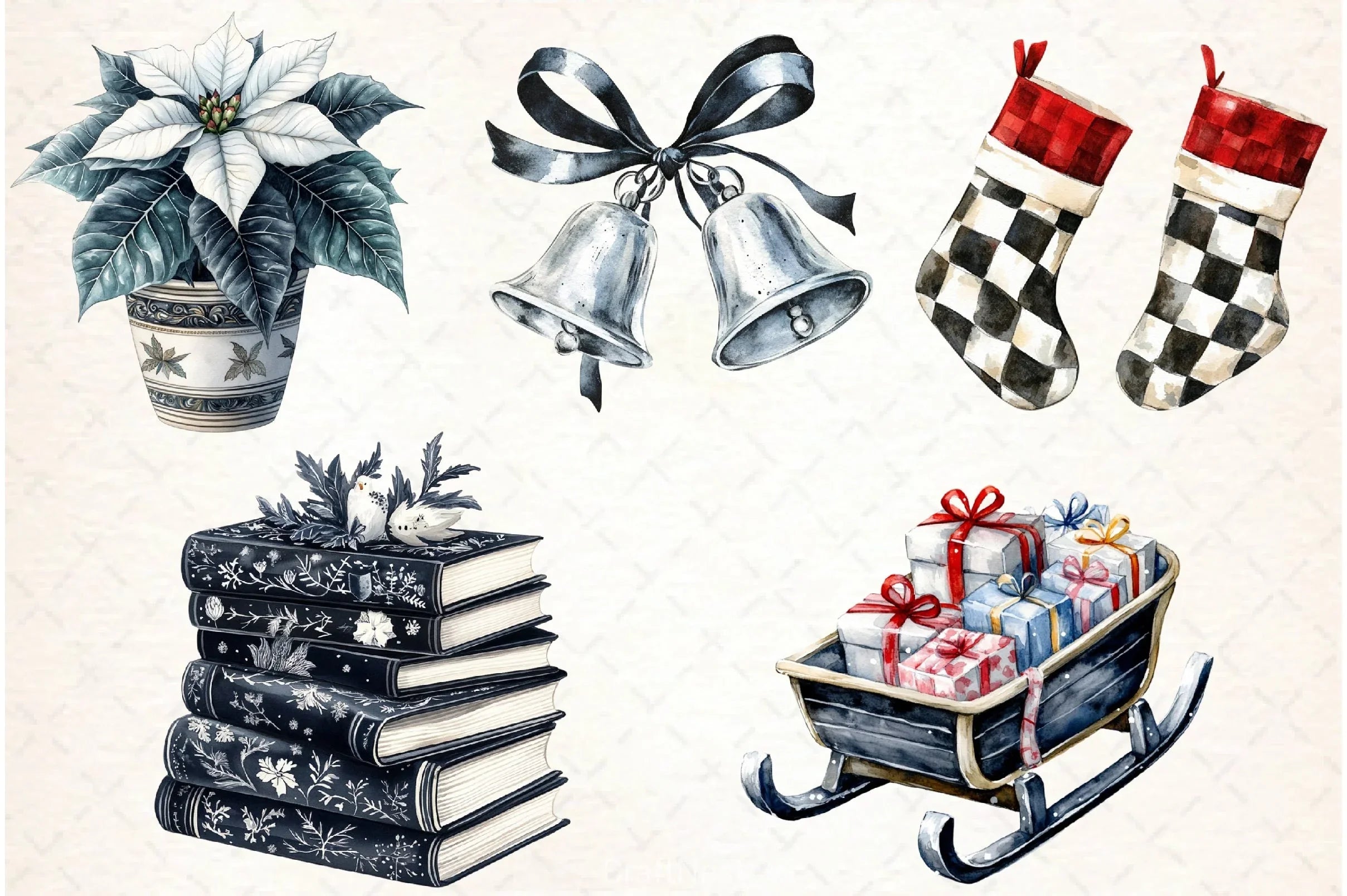 Black & White Christmas Clipart Bundle 2 - CraftNest - Digital Crafting and Art