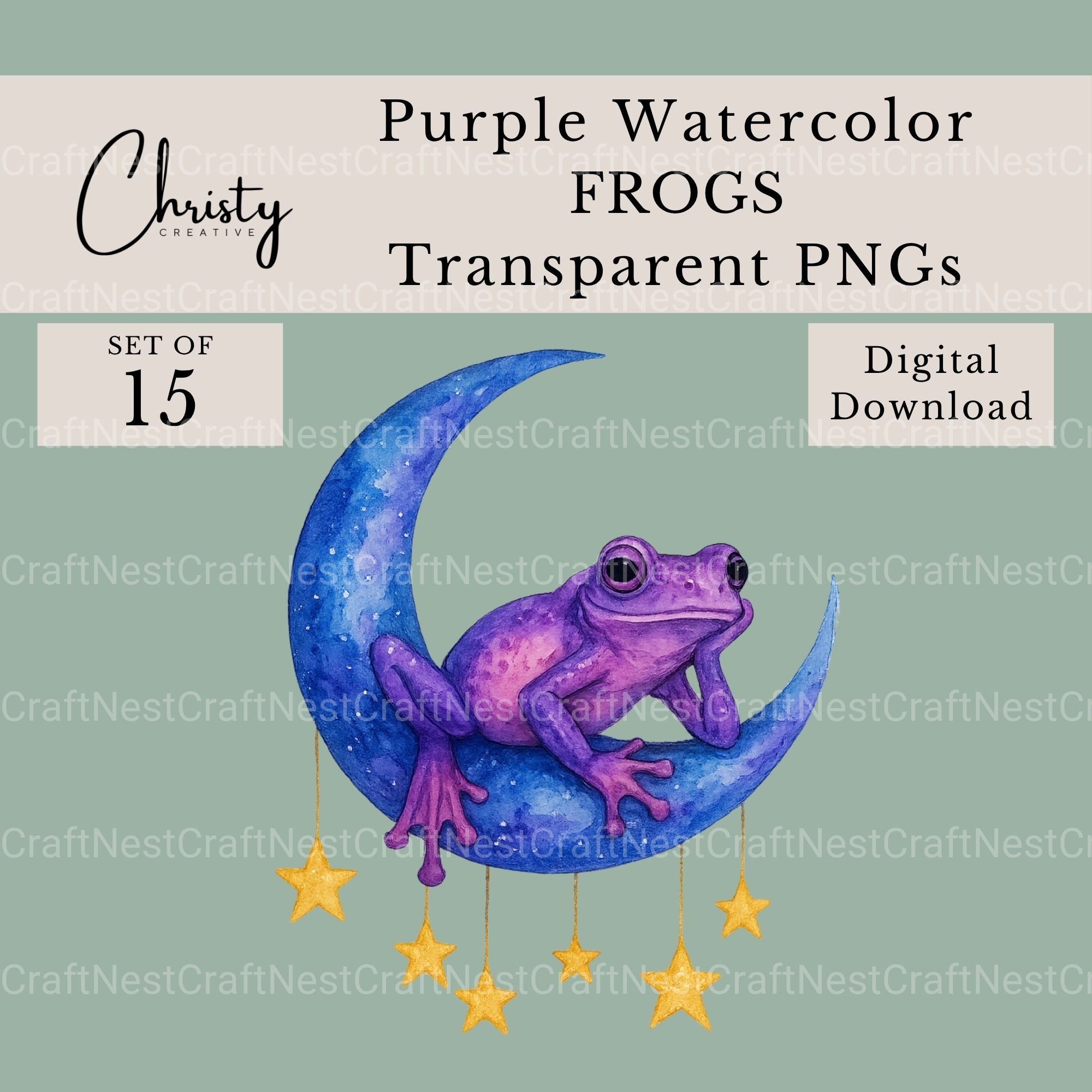 Purple Frogs Clipart Bundle