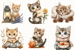 Cute Autumn Kitten Clipart Bundle - CraftNest - Digital Crafting and Art