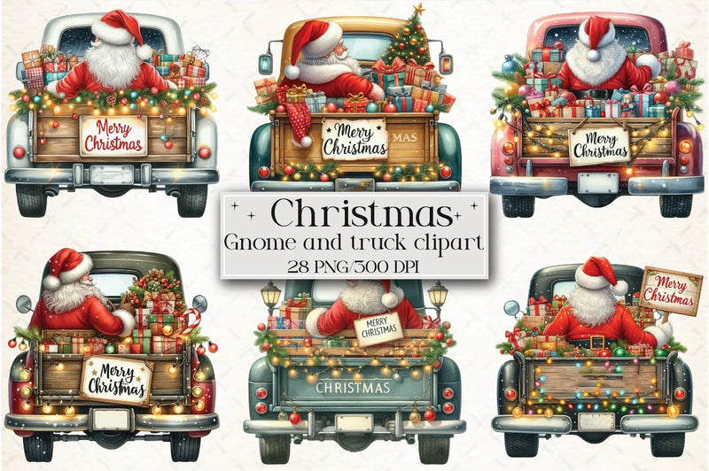 Christmas Gnome & Truck Clipart Bundle 3 - CraftNest - Digital Crafting and Art