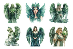 Green Stone Angel Figures Clipart Bundle - CraftNest - Digital Crafting and Art