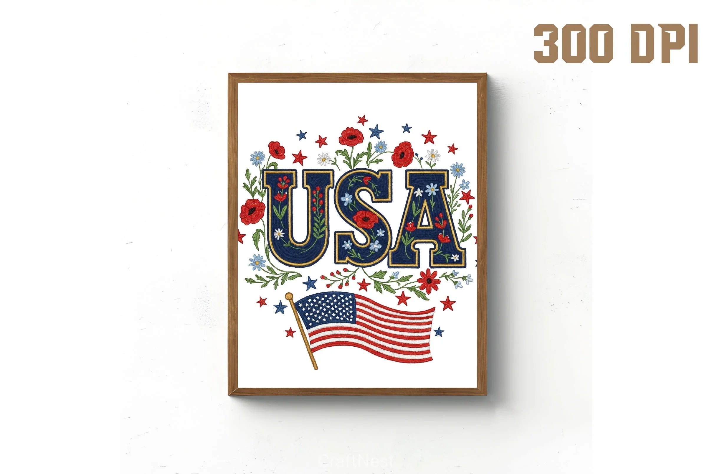 Floral Embroidery USA Retro Clipart Bundle 2 - CraftNest - Digital Crafting and Art