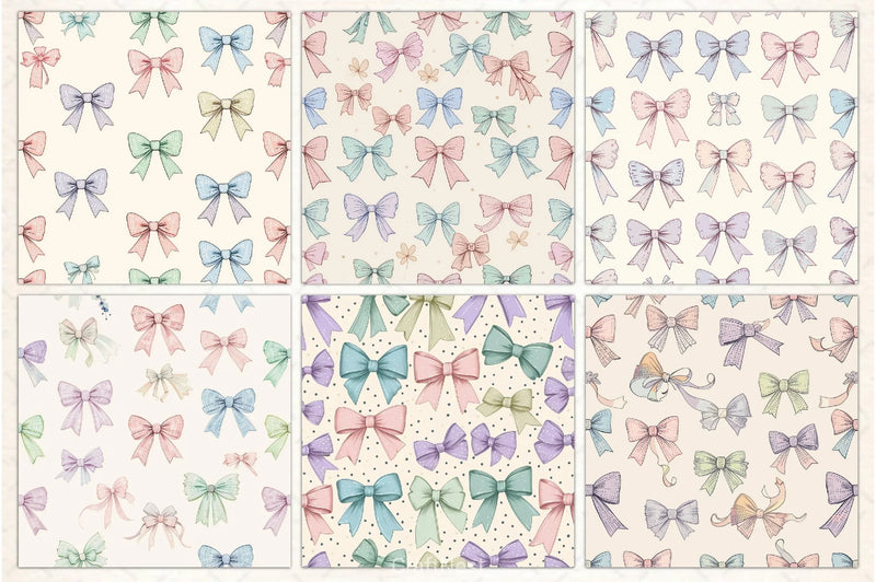 Pastel Coquette Bows Pattern Paper - CraftNest - Digital Crafting and Art