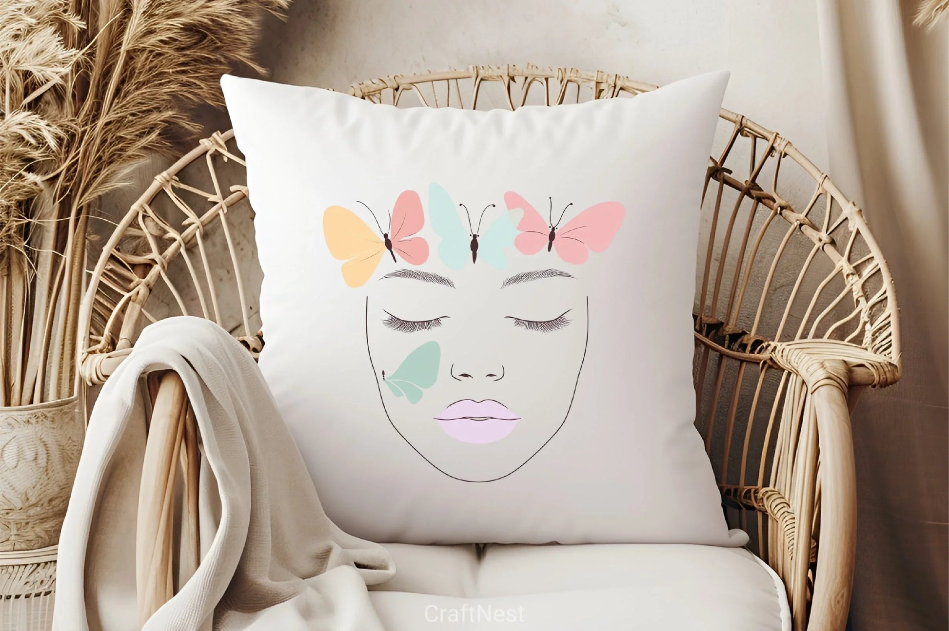 Girl's Face with Butterfly Clipart Bundle - CraftNest - Digital Crafting and Art