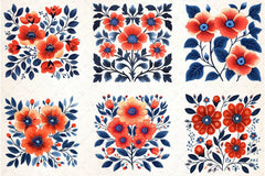 Retro Floral Clipart Bundle - CraftNest - Digital Crafting and Art