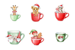 Cute Christmas Hot Cocoa Cup Clipart Bundle - CraftNest - Digital Crafting and Art