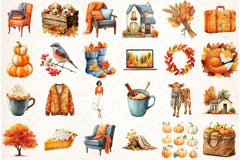Burnt Orange Autumn Clipart Bundle 2 - CraftNest - Digital Crafting and Art
