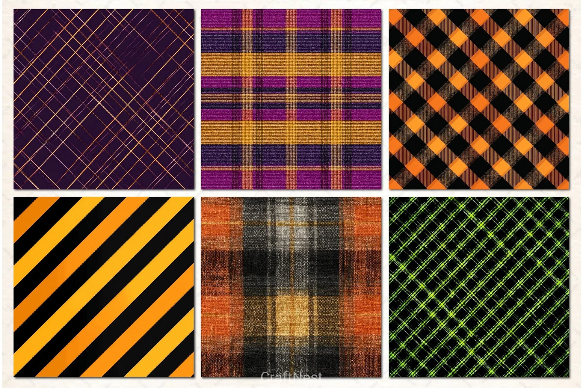 Plaid Halloween Digital Papers - CraftNest - Digital Crafting and Art