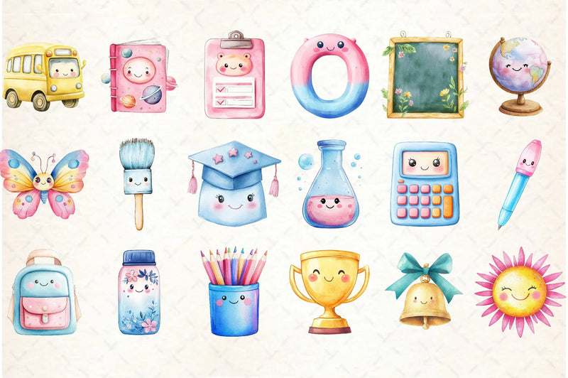 Kawaii School Clipart Bundle 7 - CraftNest - Digital Crafting and Art