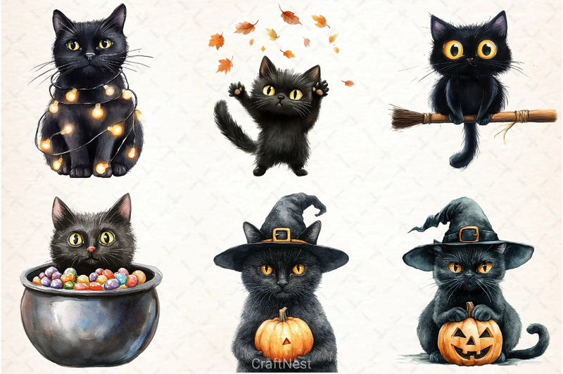 Crazy Black Cats Clipart Bundle 2 - CraftNest - Digital Crafting and Art