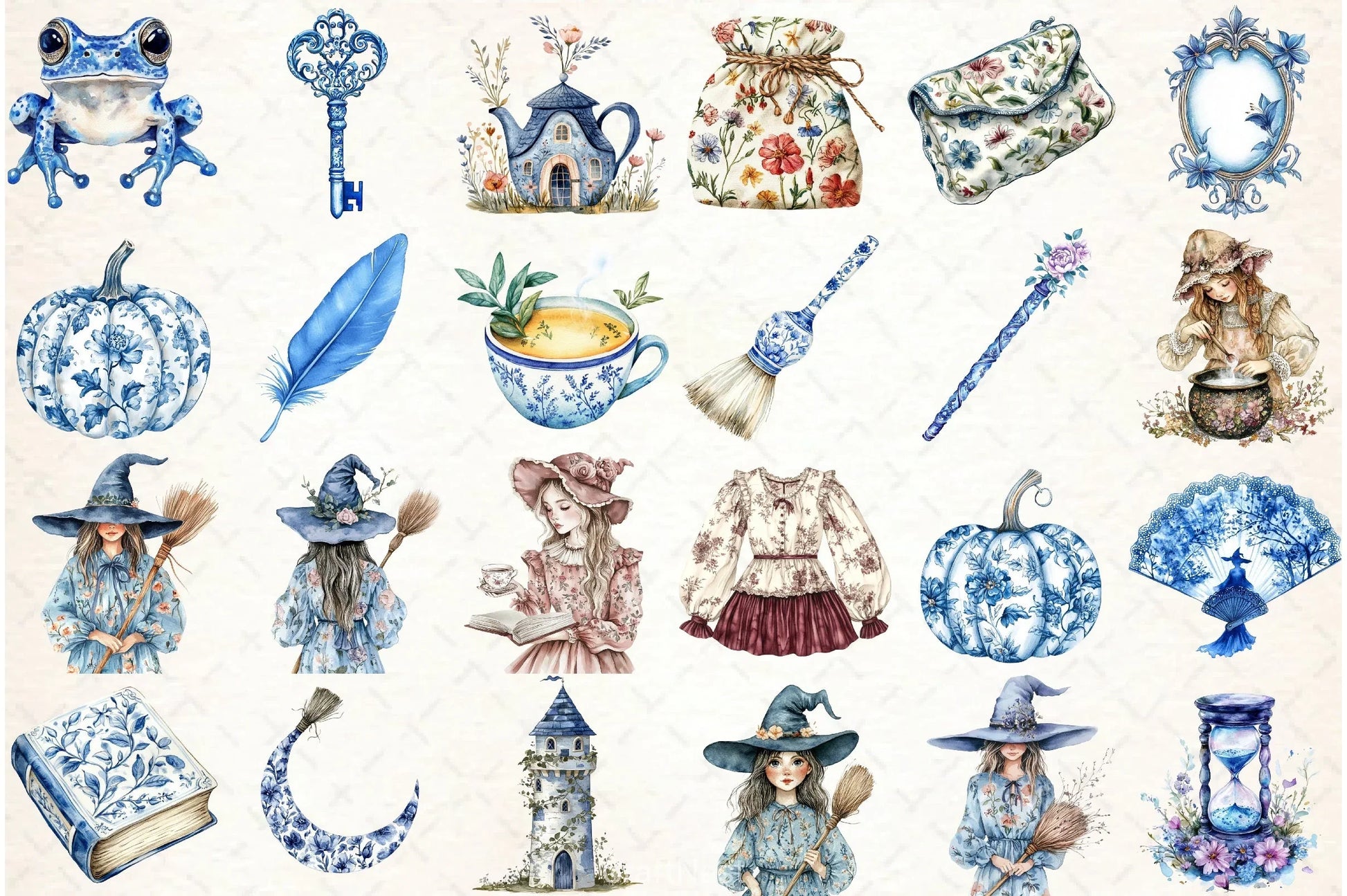 Toile Witch Clipart Bundle - CraftNest - Digital Crafting and Art
