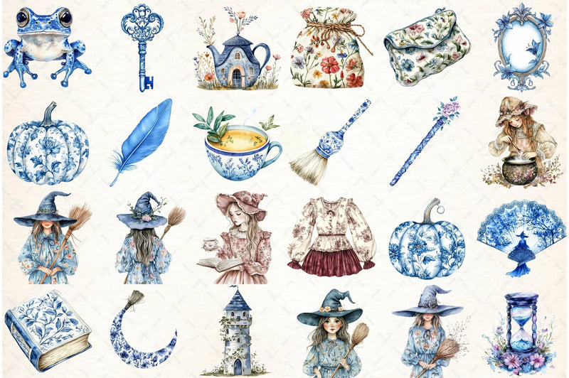 Toile Witch Clipart Bundle - CraftNest - Digital Crafting and Art