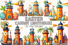 Easter Carrot Lighthouse Clipart Bundle - CraftNest - Digital Crafting and Art