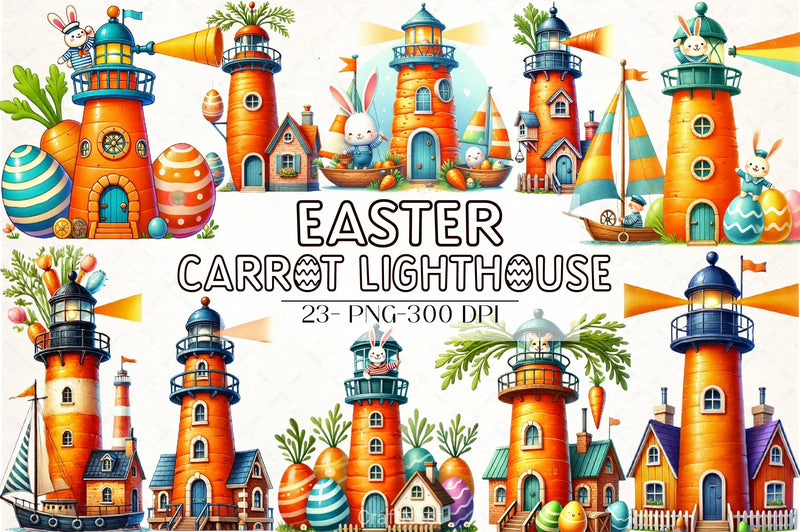 Easter Carrot Lighthouse Clipart Bundle - CraftNest - Digital Crafting and Art
