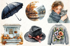 Rainy Autumn Clipart Bundle - CraftNest - Digital Crafting and Art
