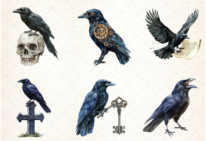 Gothic Raven Clipart Bundle - CraftNest - Digital Crafting and Art