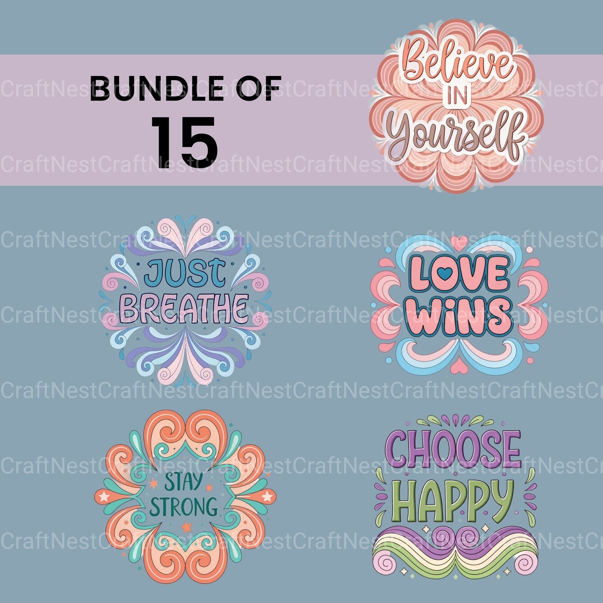 Positive Quotes Clipart Bundle