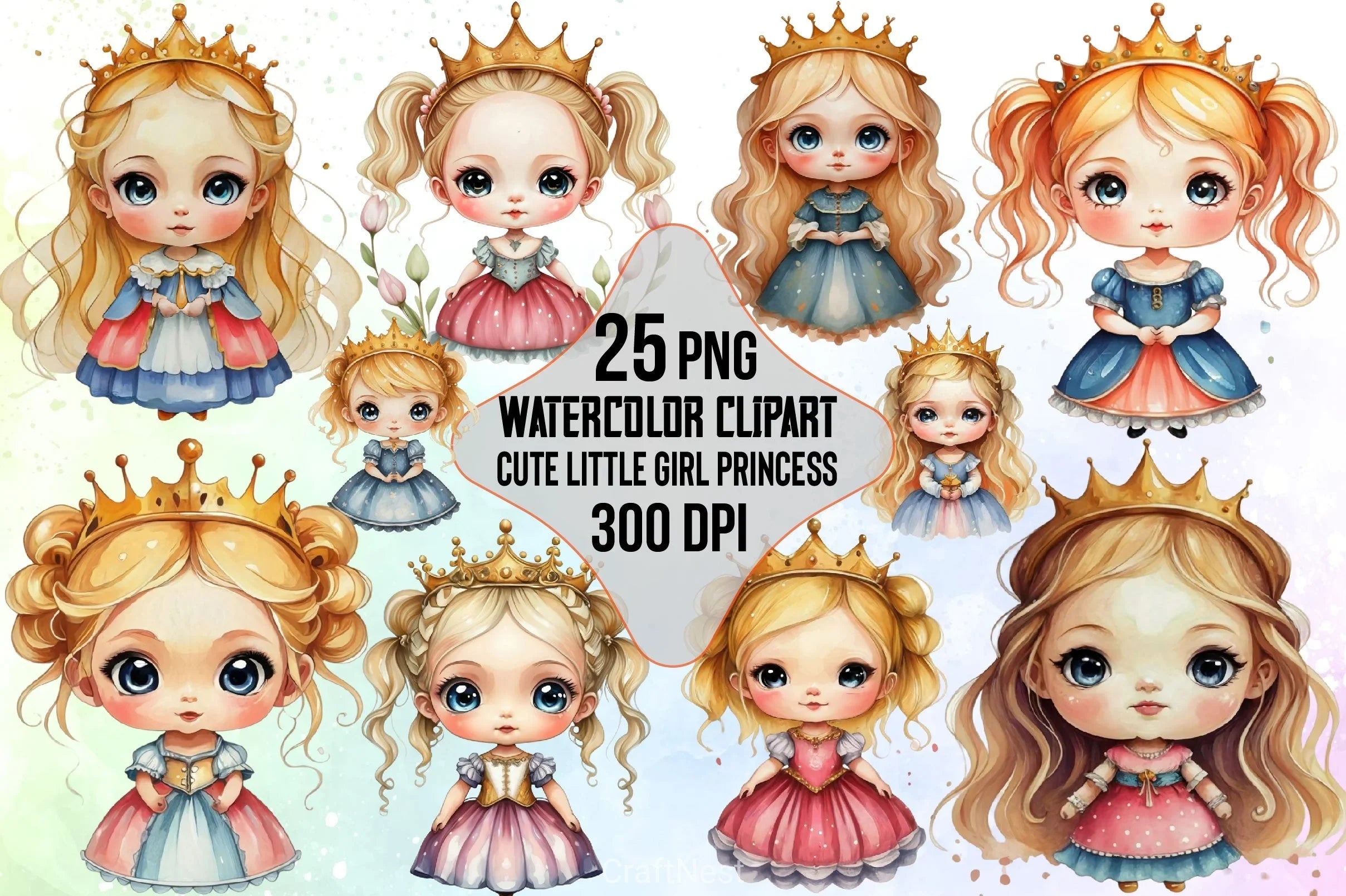 Cute Girl Princess Clipart Bundle - CraftNest - Digital Crafting and Art