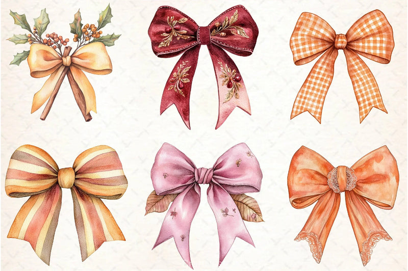 Autumn Coquette Bows Clipart Bundle - CraftNest - Digital Crafting and Art