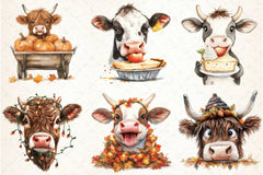 Autumn Highland Cow Clipart Bundle 6 - CraftNest - Digital Crafting and Art