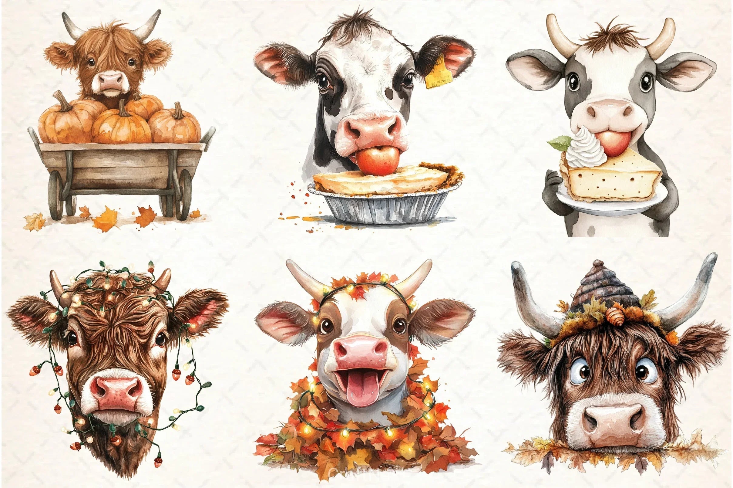 Autumn Highland Cow Clipart Bundle 6 - CraftNest - Digital Crafting and Art