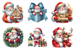 Cartoon Santa Christmas Clipart Bundle - CraftNest - Digital Crafting and Art