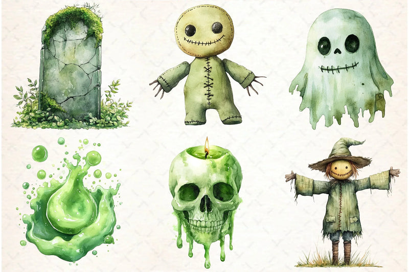 Green Halloween Clipart Bundle - CraftNest - Digital Crafting and Art