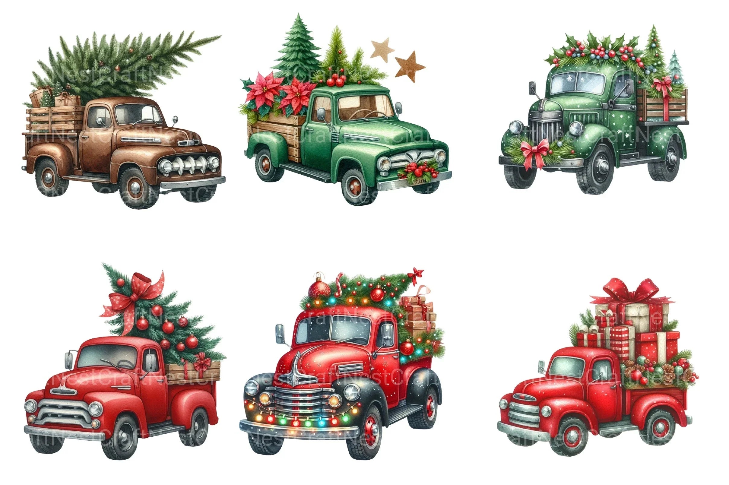 Christmas Truck Holiday Illustrations - CraftNest - Digital Crafting and Art