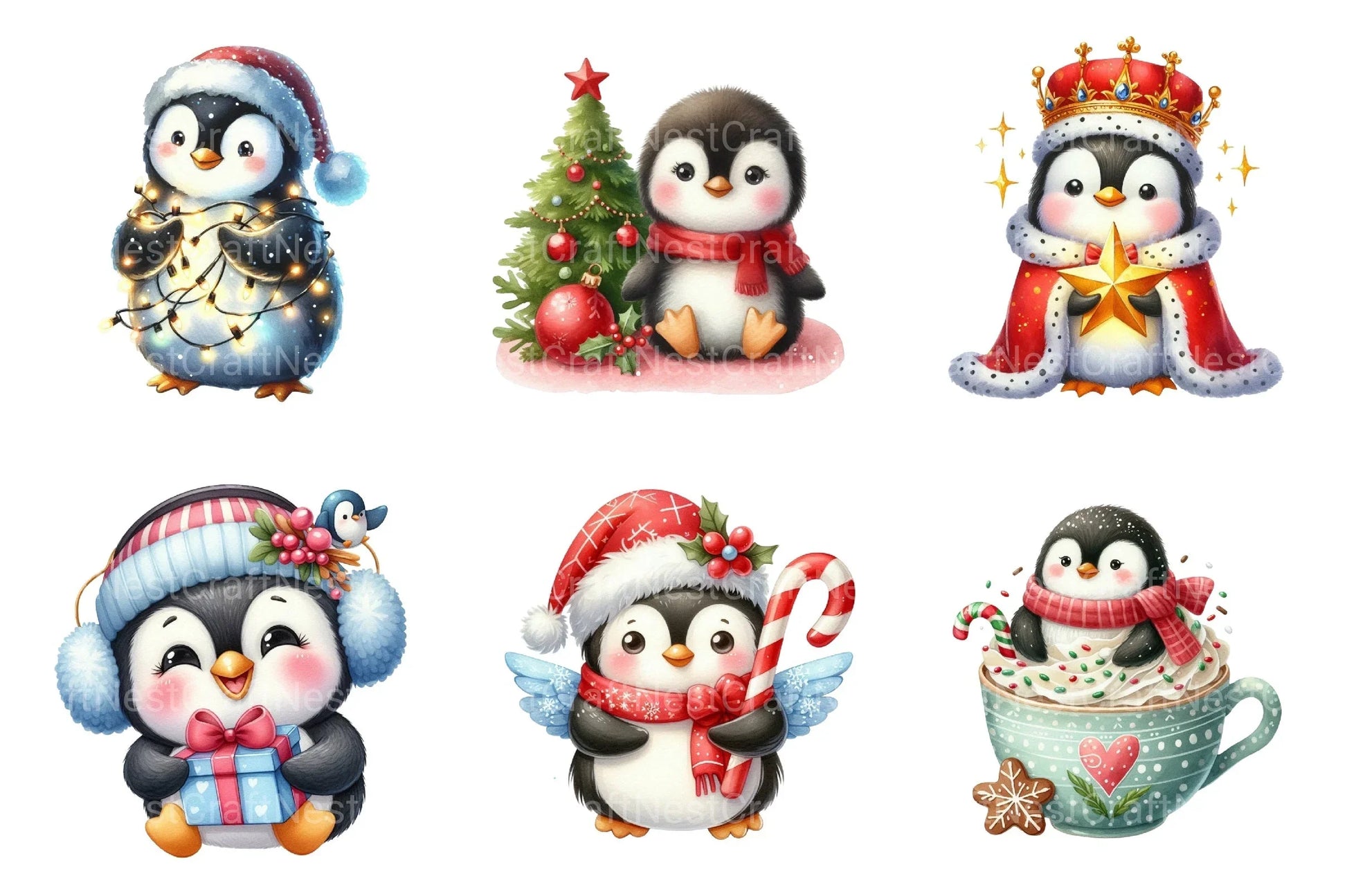 Winter Penguin Christmas Clipart Bundle - CraftNest - Digital Crafting and Art