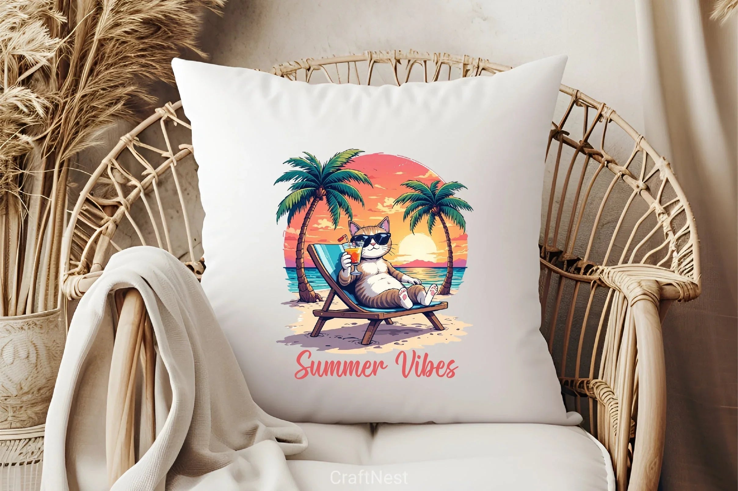 Summer Vibes Cat Clipart Bundle 1 - CraftNest - Digital Crafting and Art