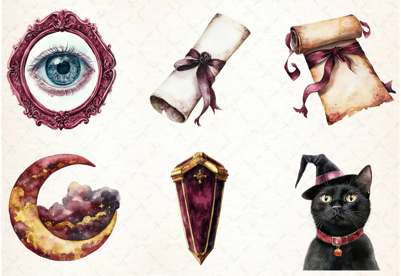 Burgundy Halloween Clipart Bundle - CraftNest - Digital Crafting and Art