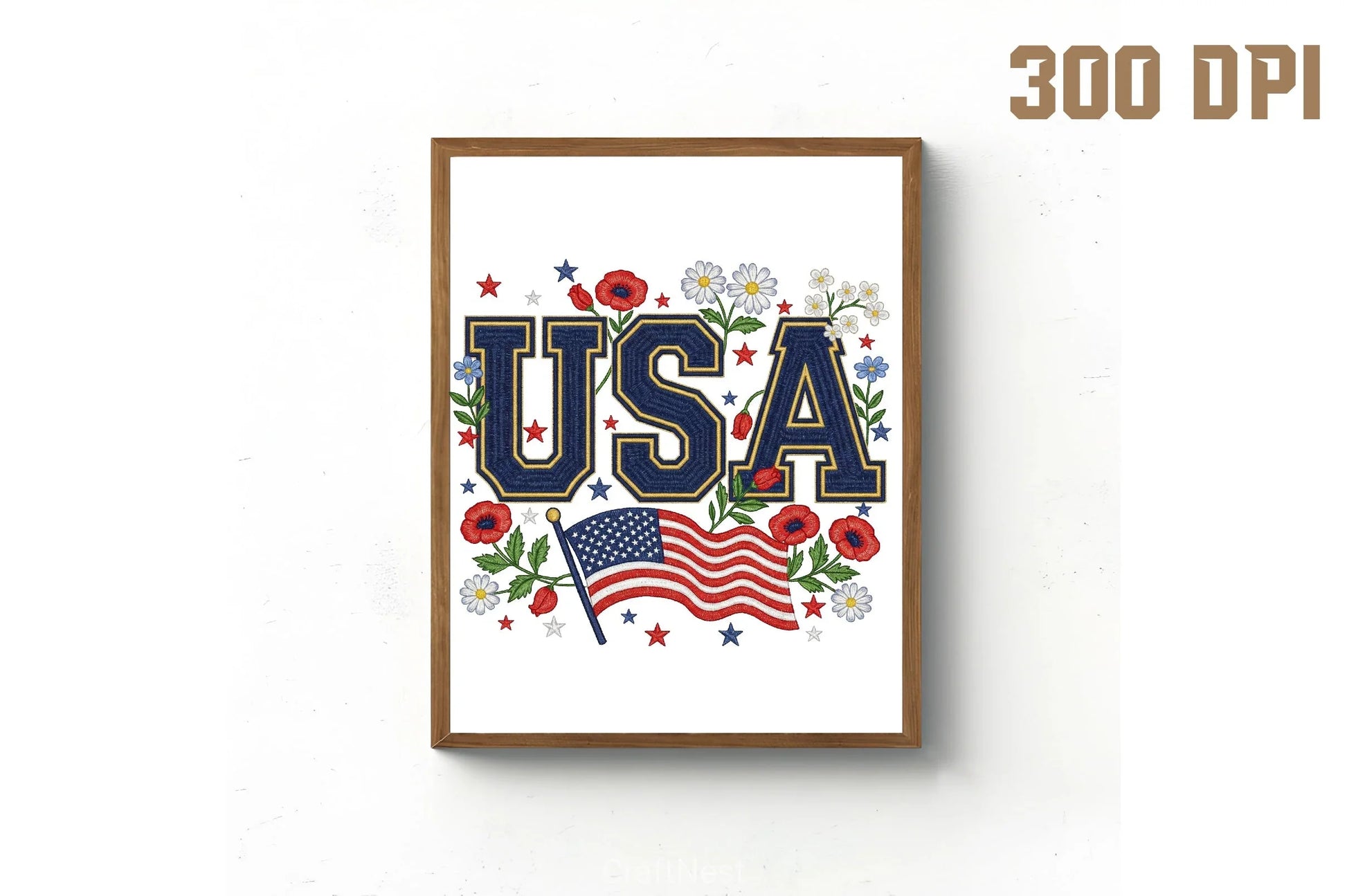 Floral Embroidery USA Retro Clipart Bundle - CraftNest - Digital Crafting and Art
