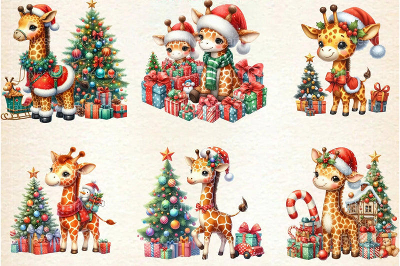 Christmas Giraffe Clipart Bundle - CraftNest - Digital Crafting and Art